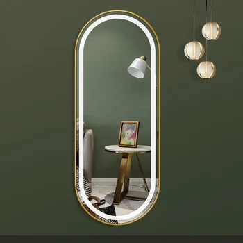 Estētiskās Ovāls Sienas Spogulis Metāla Rāmja Konstrukcija Kumode Miroir Salons Vannas Istaba Espejos Grandes Cuerpo De Entero Guļamistaba Dekorēšana