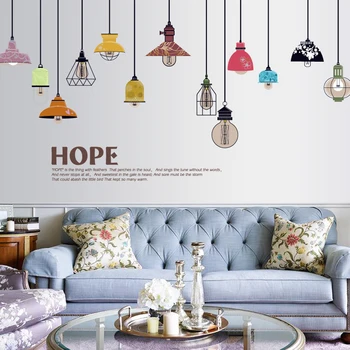 Krāsains lampas sienas uzlīmes dzīvojamā istaba noņemams mājas rotājumi, guļamistabas sienas diy mēbeles, sienas plakāts