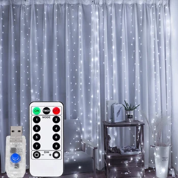 LED Aizkaru Vainags uz Loga USB Strāvas Pasaku Gaismas Vīt ar Tālvadības Jauno Gadu Vainags Led Gaismas Ziemassvētku Rotājumi