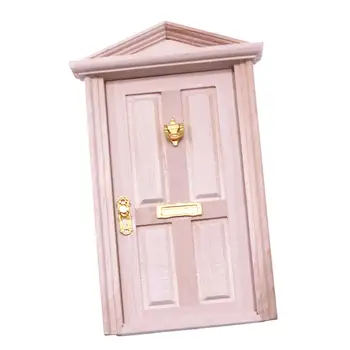 Leļļu namiņš Koka Durvju Namiņš Piederumu Miniatūru Mēbeles Leļļu Skatuves Priekšā Durvīm, Mini Koka Durvju Modelis, virtuves