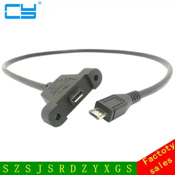 micro b vīriešu USB 2.0 female extension kabelis paneļa piestiprināšanas skrūvi ausu vads Ar skrūvju caurumu Deflektors līnijas